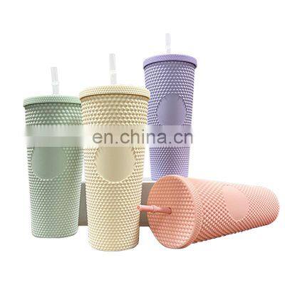 2021 Hot Selling Studded Matte Cup Double Wall Plastic Tumbler Studded Tumbler Cups With Lid And Straw photo-4