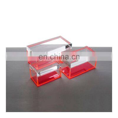 thick lid clear acrylic jewelry storage box case display custom acrylic pink makeup box organizer