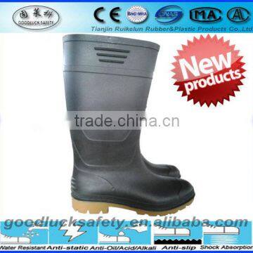 Cheap Black upper with amber sole PVC Working Gum Boots