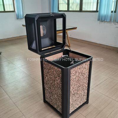 Stone Panel Trash Outdoor Receptacle