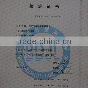 Steel straightedge Measuring instruments Certifica