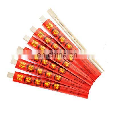 Chinese Traditional Bamboo Chopsticks for Wedding with Red Open Paper Sleeve Disposable Chop Sticks