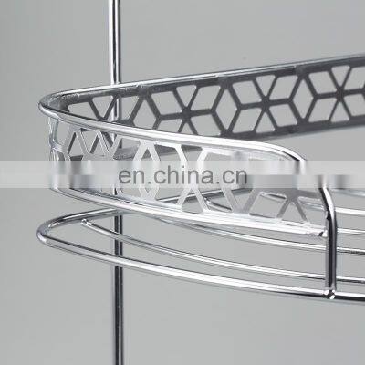Factory Diamond Series Modern Design Iron Wire 3 Tier Standing Bathroom Storage Caddy Corner Shelf photo-5