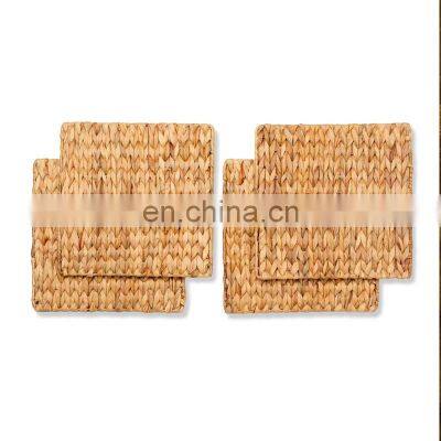 Vintage Handmade Square Woven Water Hyacinth Placemat Best Seller Wall Basket Decor Basket Wholesale