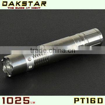 DAKSTAR PT16D 1025LM CREE LED XML T6 18650 Police Emergency Rechargeable Stainless Steel Flashlight