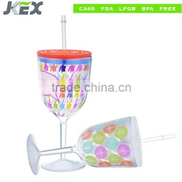 12oz Eco-Friendly Feature BPA Free double wall plastic goblet wine cup