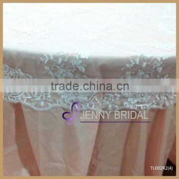 TL002R2(4) cheap wedding white embroidery lace overlay tablecloths