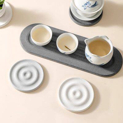 Wholesale Wave Engraving Absorbent Diatomite Stone Coasters Set photo-2