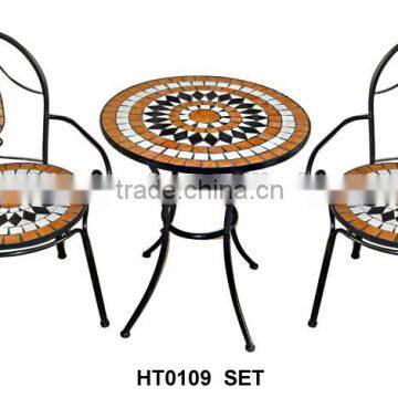 2015 New design tile mosaic table with chair outdoor furniture bistro set