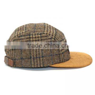Custom Flat Brim Wool Tweed Fabric 5 Panel Cap photo-2