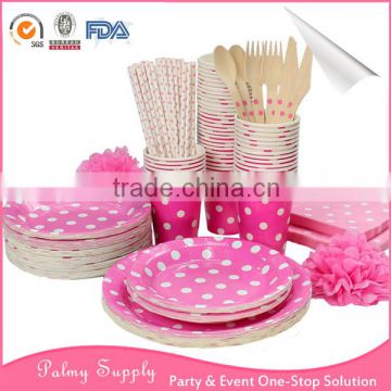 Best Sale Wholesale Chevron Paper Plates Napkins Cups Straws Wooden Cutelery Disposable Wedding Party Tableware