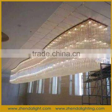 oblong clear crystal ceiling light for 5 star hotel project