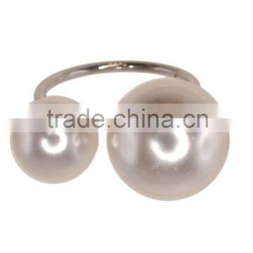 Trendy Double Faux Pearl Open Rings photo-2