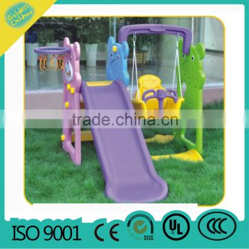 combined kindergarden kids plastic slide with swing , baby plastic slide