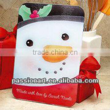 0.4cm Snowman Design Tempered Glass Cutting Board