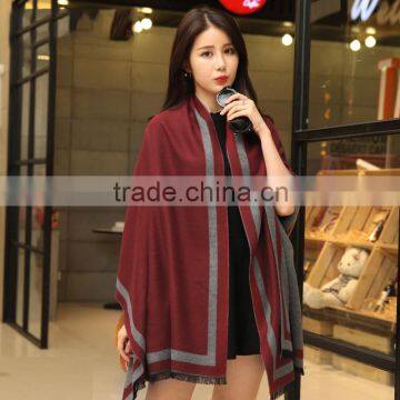 wholesale custom design lady scarf winter large fashionable double-faced plain bicolors 100%viscose pashmina shawl scarf factory