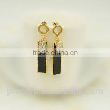 Rolled 18K Gold Plated Enamel Geometric Metal Women Fashion Long Earring photo-3