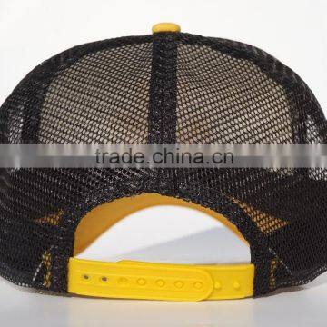 Yellow Polyester Foam Snapback Hat With String photo-4