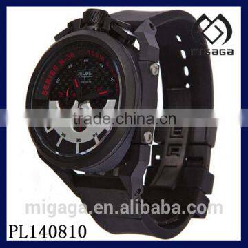 latest design Chrono Black Ion-Plated Mens Watch Rubber Strap-mens rubber chrono sport watch