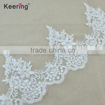 Polyester bridal lace trim with cross and sequins wholesale WTPA-038                        
                                                                                Supplier's Choice