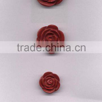 Fashion red coral carved rose flower gemstone flower