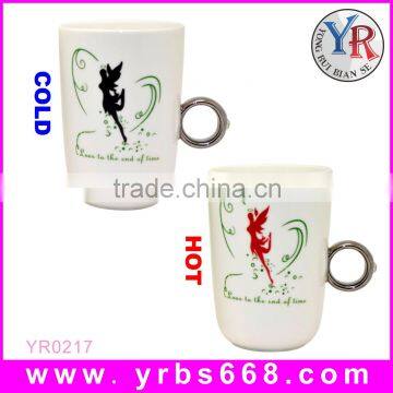 Customized Bone China Color Changing Mug Ring Handle Factory Make High Quality