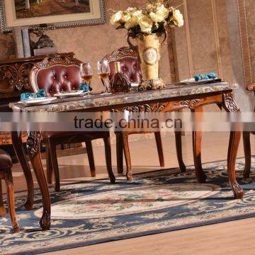 Latest Elegant modern design solid wood frame marble top dining table