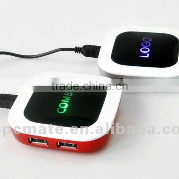 new model led logo 4 port usb hub with card reader as christmas or 2013 new year gift