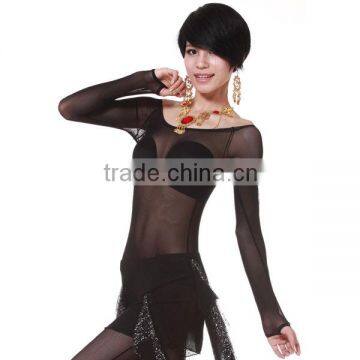 Comfortable and Sexy Black Mesh Belly Dance Top