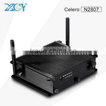 XCY factory cheap price celrron N2807 with battery industrial computer fanless aluminium alloy mini pc aviation equipment