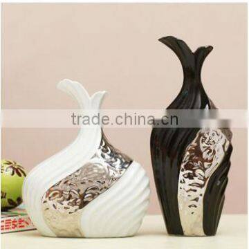 Wedding hot sell decorative silver ceramic vase for home deco