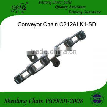 C212A-NB-A1F3 conveyor chain with A1 attachment and side roller