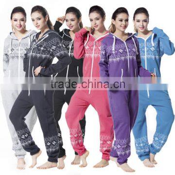 Wholesale Nordic Way Unisex Printed One Piece Jumpsuit Hoody Onesie