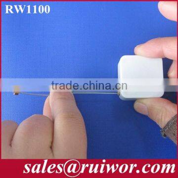 Square Retractable anti theft reel for retail product positioning install by 3M tape