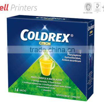 Cold cough pharma medicine product box printing by Indian Printer