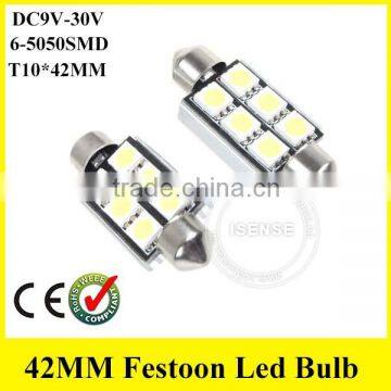 guangzhou auto parts FESTOON car led 42MM 6SMD -5050 vehicle turn signal lamps