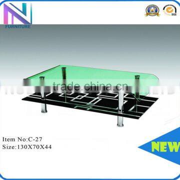 lastest high quality CT-080 bent tempered glass bar square coffee table