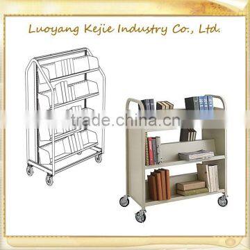Book Cart for Teachers Home Book Trolley Fiat Book Cart Metal Bookcart/mdf & Steel 3-tier Library Book Carts Trolley Cart photo-6