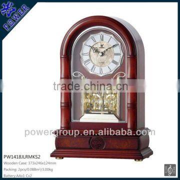 Rotating pendulum desk clock with cystal for house decoration Wooden case High quality PW1418