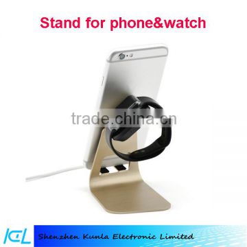 2015 delicate mobilephone and hanging watch holder, charging aluminum stand for Iphone 5/5s/6/6s/6s plus, Huawei mate8