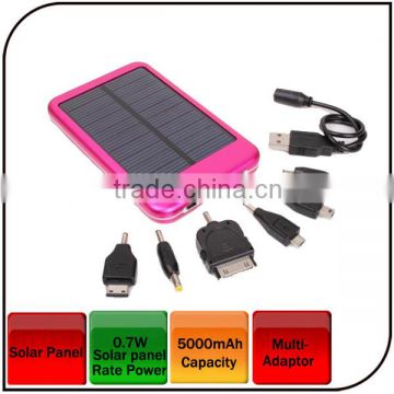 2014 New style portable 5000mAh solar mobile power bank