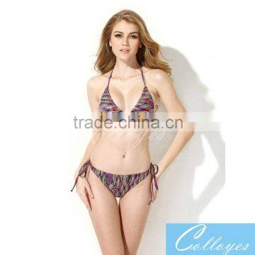 Colloyes New Sexy Bikini Swimwear 2016 Ethnic Triangle Top with Classic Cut Bottom