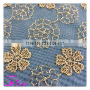 High-end fashion sequin French Lace Fabric High Quality African Tulle Embroidered flower transparent