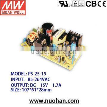 Meanwell 25w 15v switching power supply/25W Single Output Switching Power Supply/ac to dc switching power supply