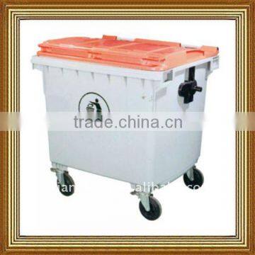 outdoorEN840 HDPE garbage bin/dustbin with 4 solid wheels