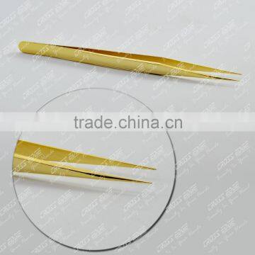 Gold Pleated Straight Eyelash Extension Tweezer