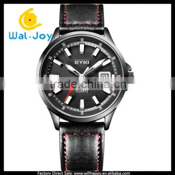 WJ-5264 luxury genuine leather strap top quality quartz EYKI waterproof with calendar wrist watch