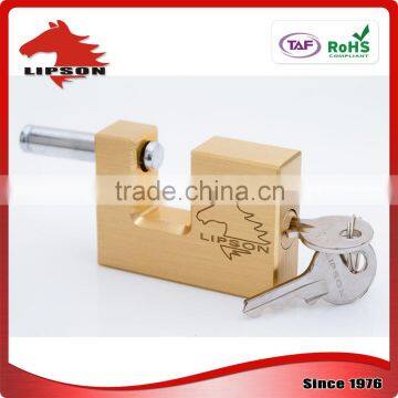 Hardened Shackle Case and Pin Tumbler Cylinder Rectangular Brass Padlock