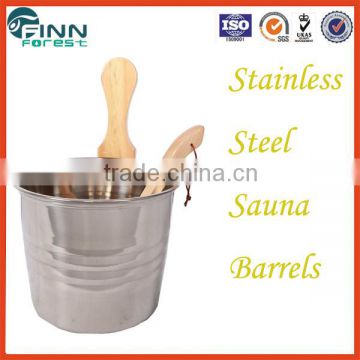 Sauna equipment luxury stainless steel sauna bucket and ladle