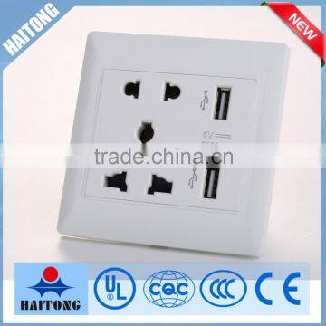 2 pin and 3 pin socket with wall switch with two USB socket